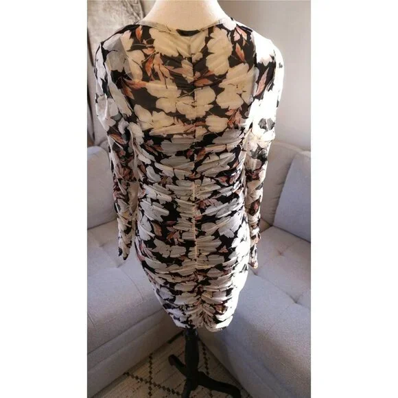 Abercrombie & Fitch Women's Long-Sleeve Ruched Mesh Mini Dress, Size M NWT - Picture 6 of 11